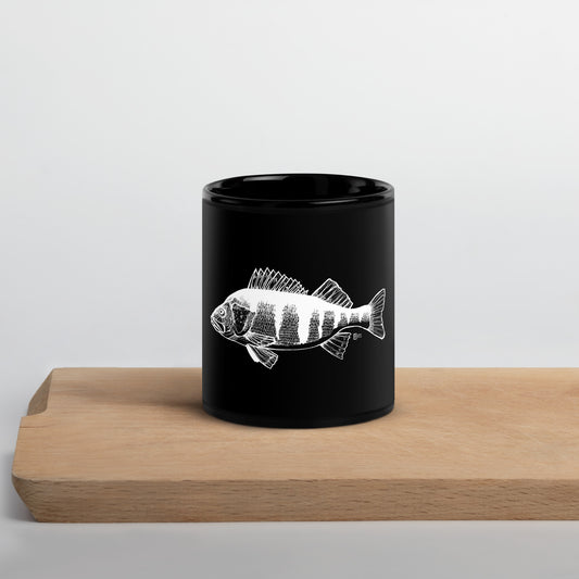 Big Perch Black Glossy Mug