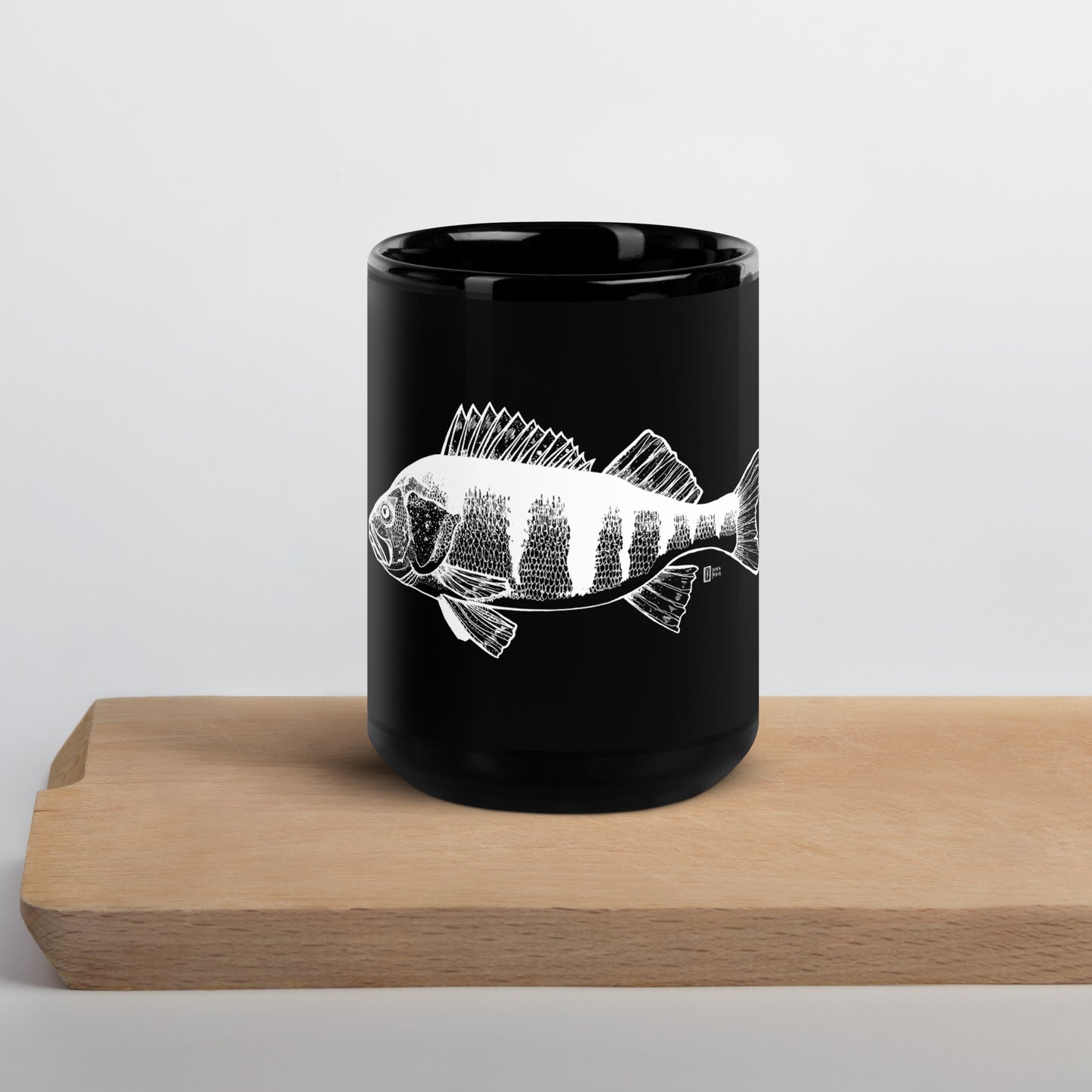 Big Perch Black Glossy Mug