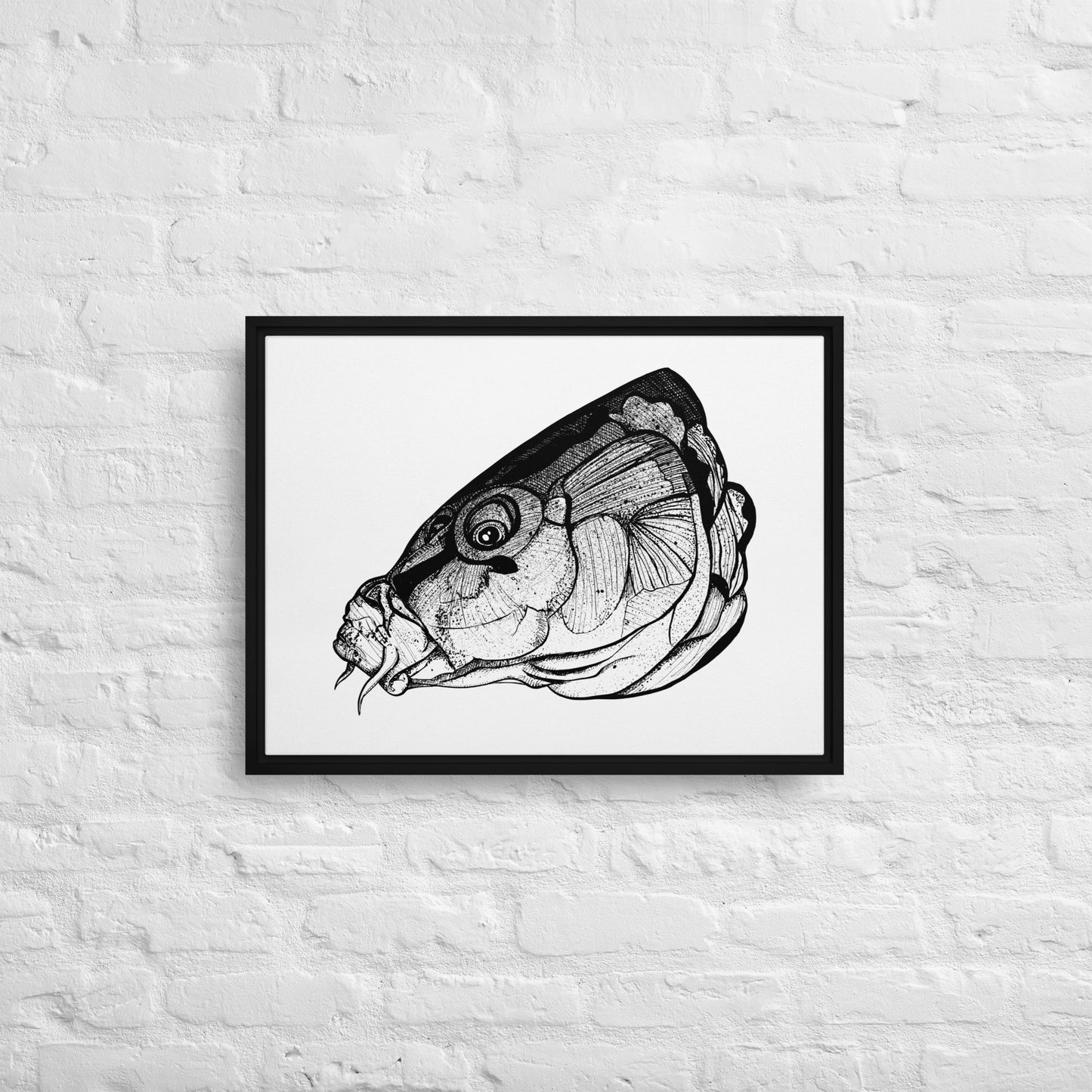 Carp Head Framed canvas