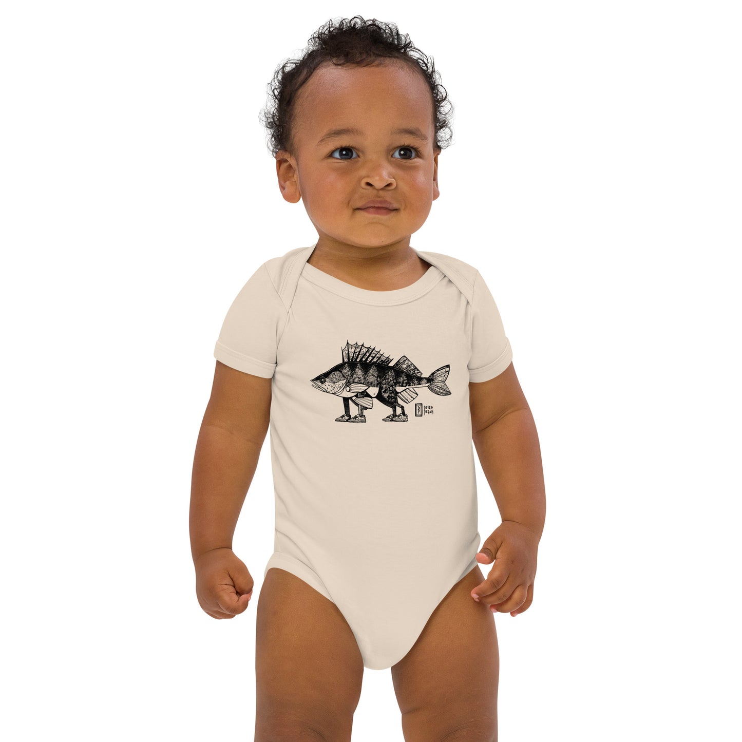 Perch with feet Organic cotton baby bodysuit