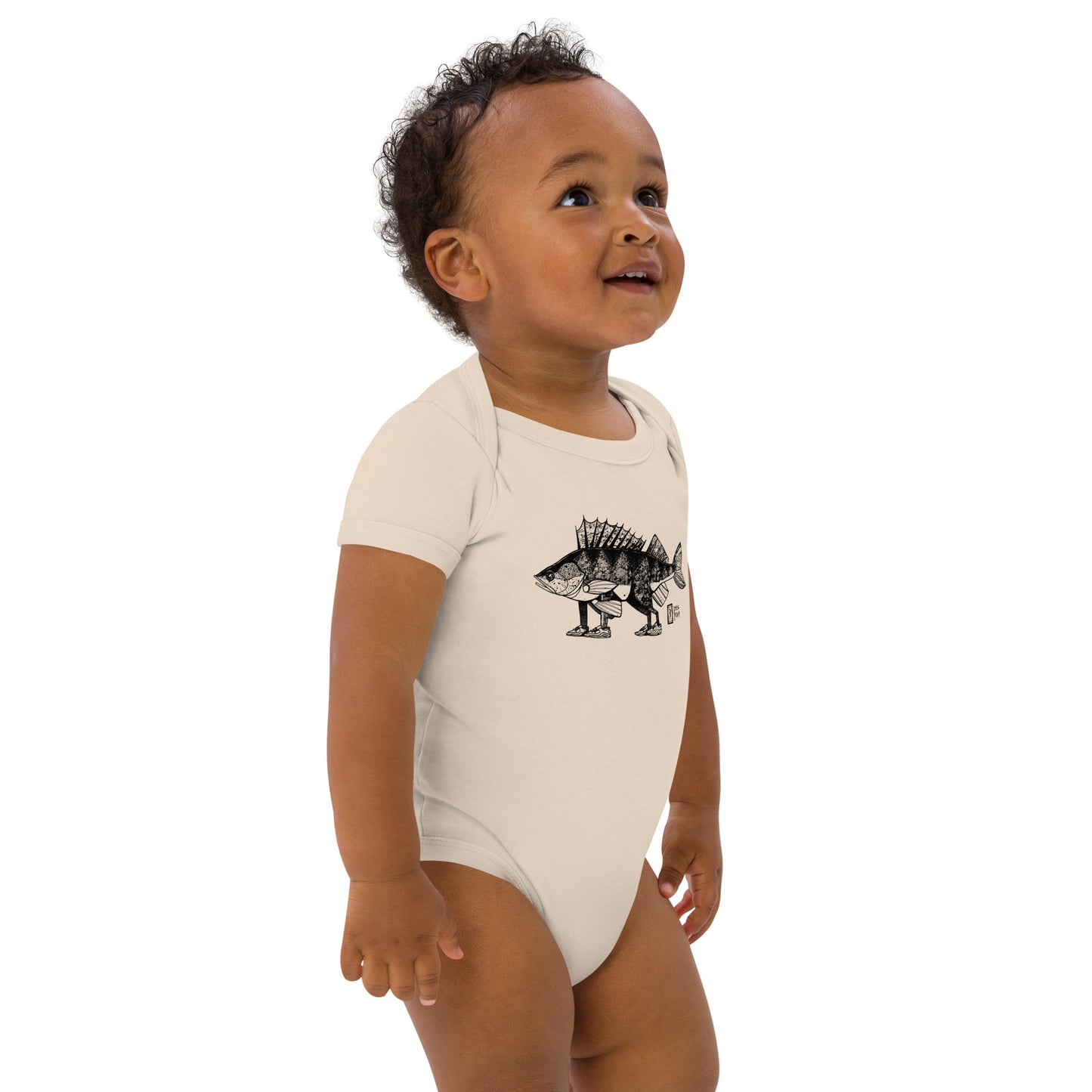 Perch with feet Organic cotton baby bodysuit