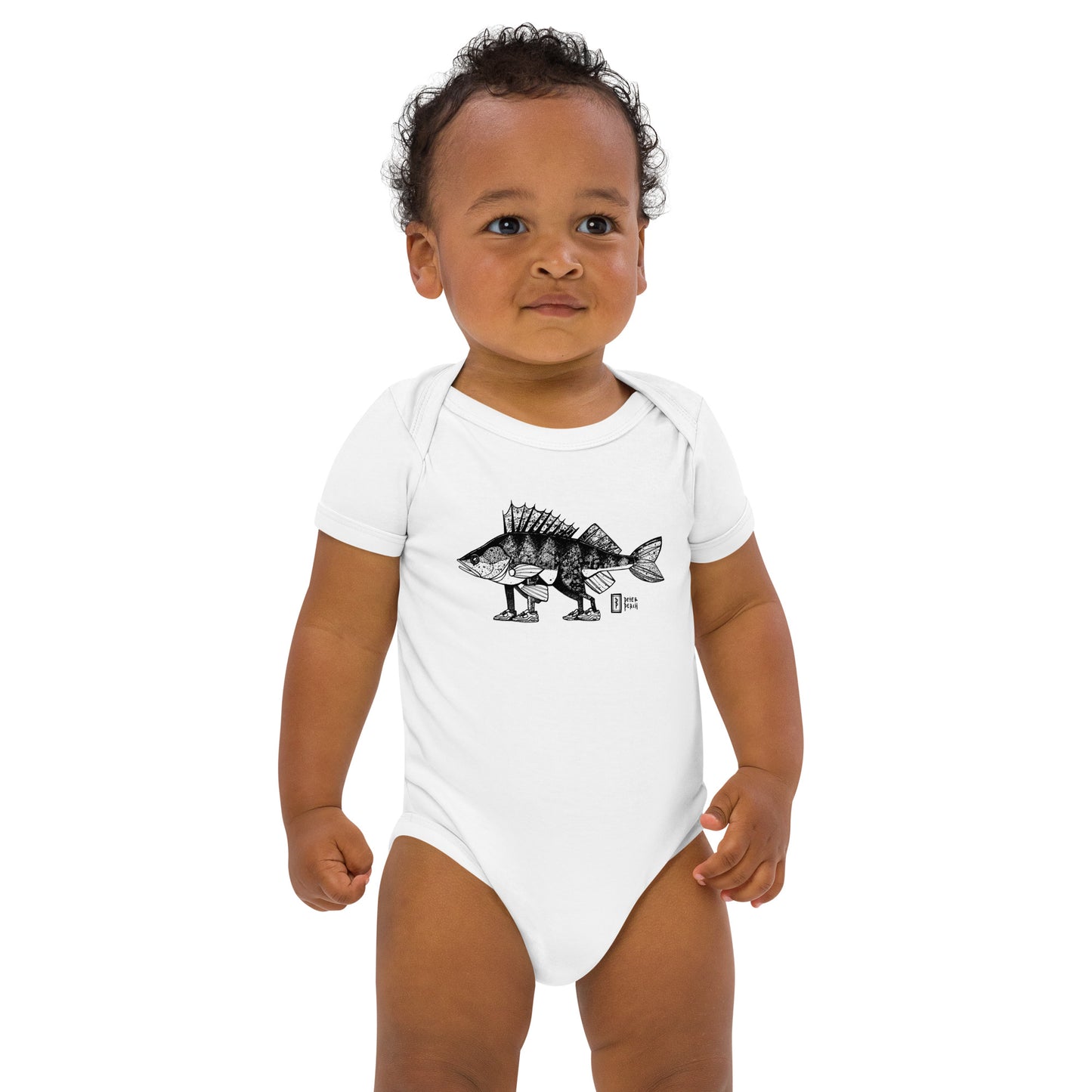 Perch with feet Organic cotton baby bodysuit