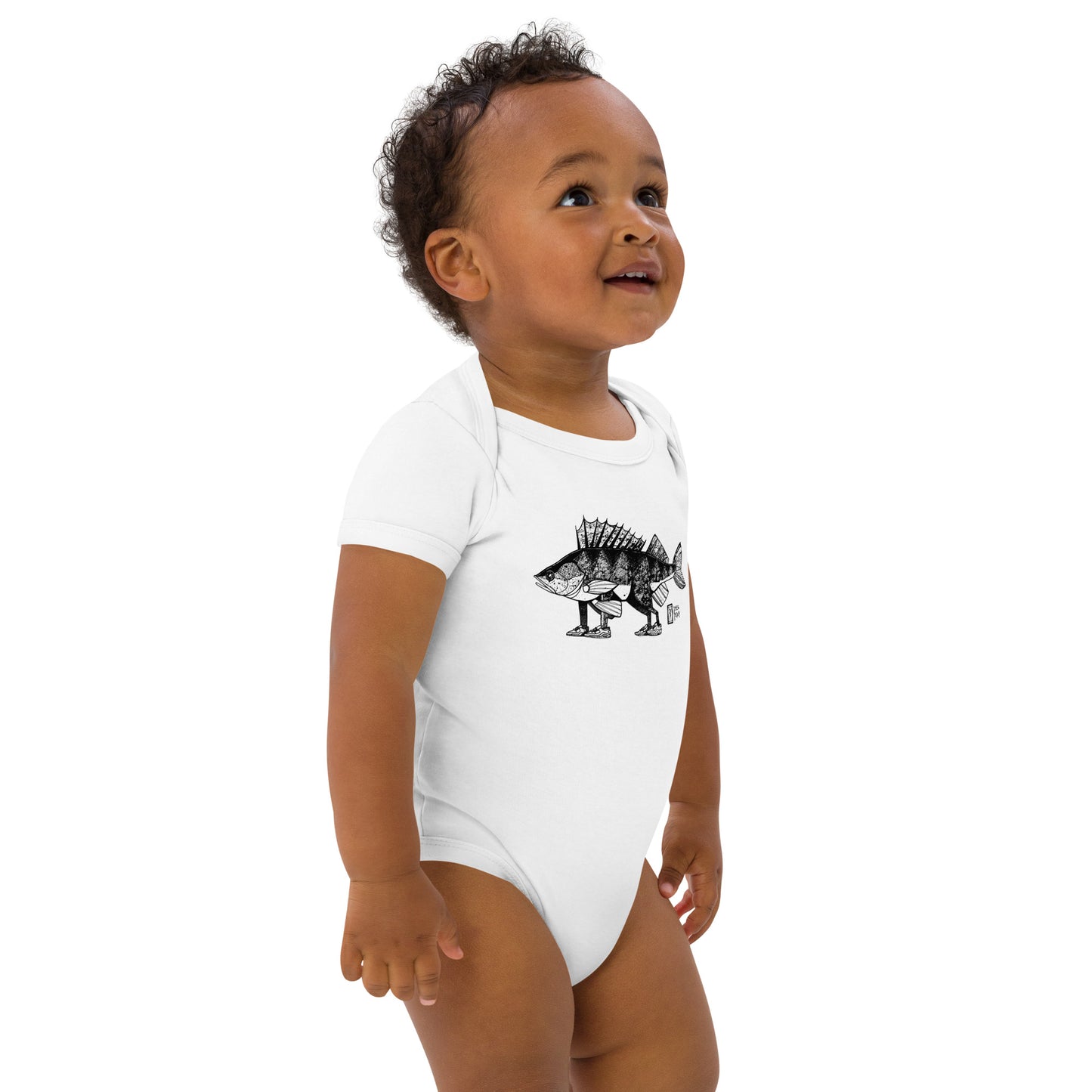 Perch with feet Organic cotton baby bodysuit