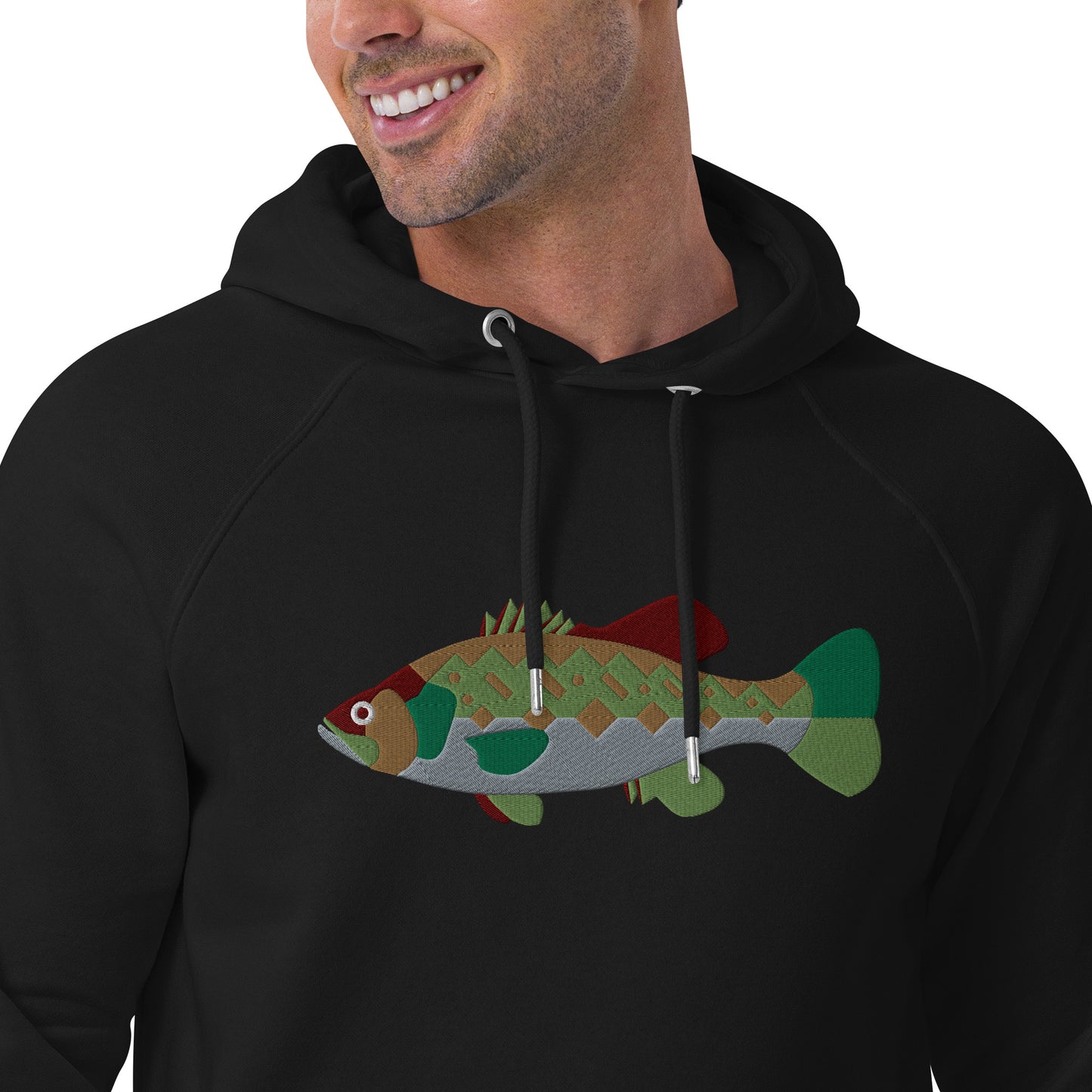 Largemouth Bass Unisex eco raglan hoodie