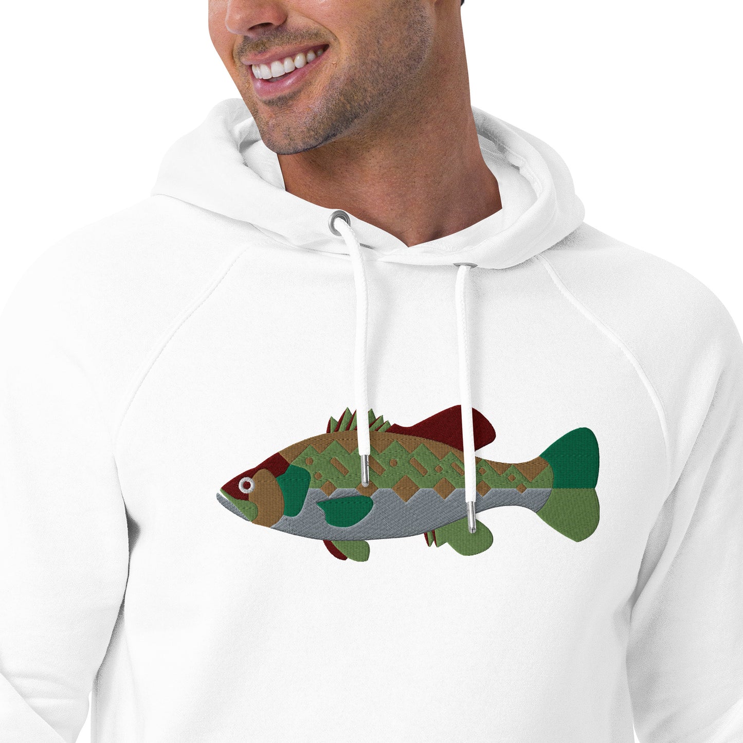 Largemouth Bass Unisex eco raglan hoodie